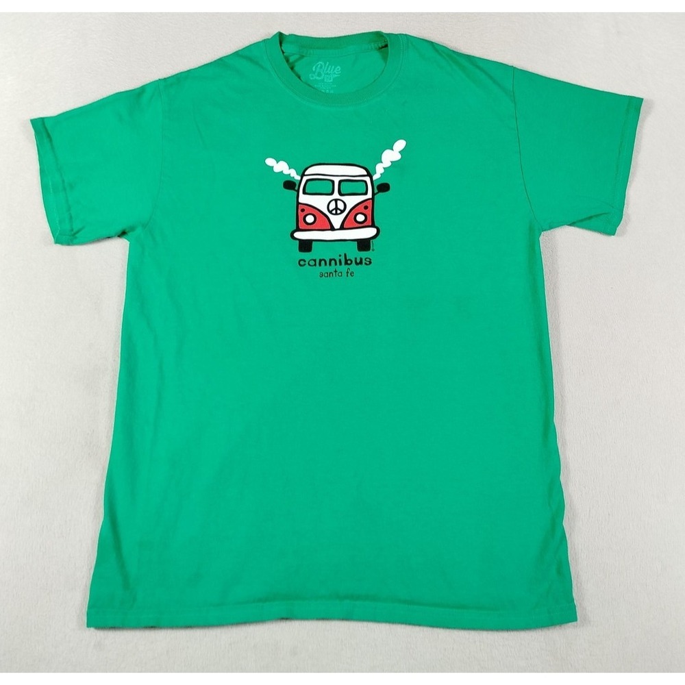 Blue 84 Cannibus Santa Fe Shirt Mens Medium‎ Green VW Bus Graphic Weed Humor